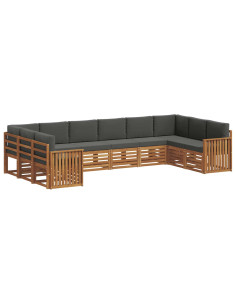 Set divani 10 pcs Naturale e Antracite Legno di Acacia Massello 2