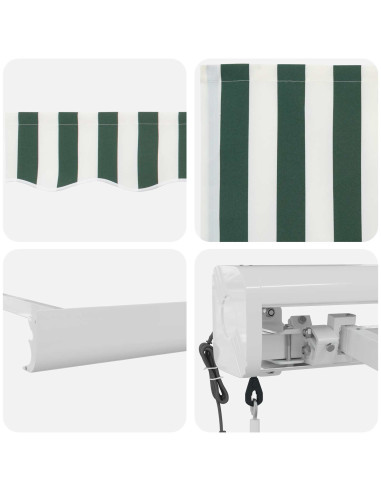 Tenda Retrattile Verde e Bianco 400 × 300 cm Tessuto e Metallo