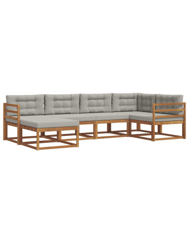 Set di divani da esterno 6 pcs Grigio Naturale e Chiaro