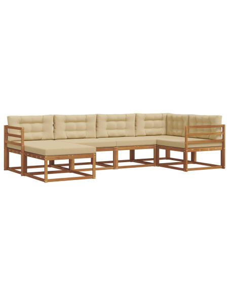Set di divani da esterno con cuscino 6 pcs Naturale e Beige