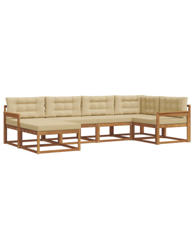 Set di divani da esterno con cuscino 6 pcs Naturale e Beige
