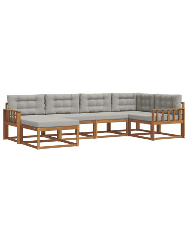 Set di divani da esterno 6 pcs Grigio Naturale e Chiaro