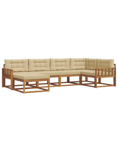 Set di divani da esterno con cuscino 6 pcs Naturale e Beige
