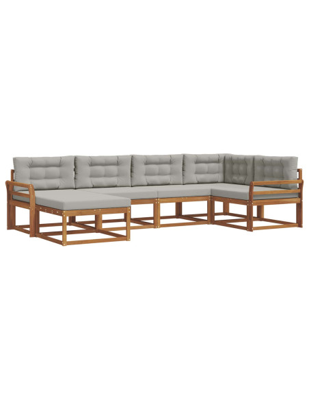 Set di divani da esterno 6 pcs Grigio Naturale e Chiaro