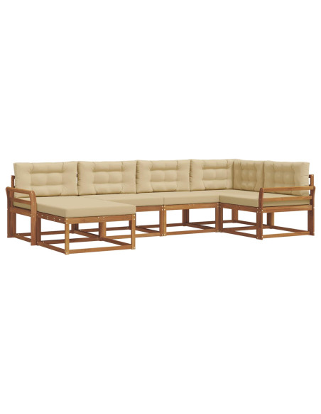 Set di divani da esterno con cuscino 6 pcs Naturale e Beige