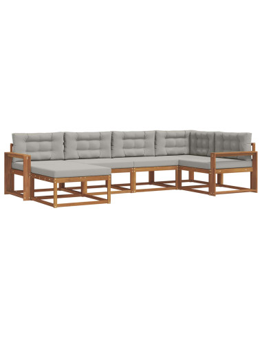 Set di divani da esterno 6 pcs Grigio Naturale e Chiaro