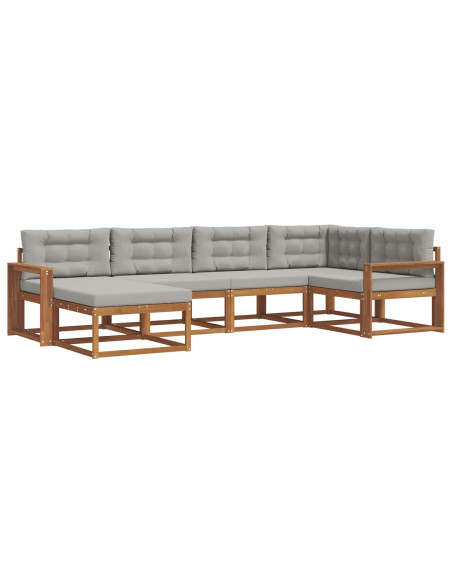 Set di divani da esterno 6 pcs Grigio Naturale e Chiaro