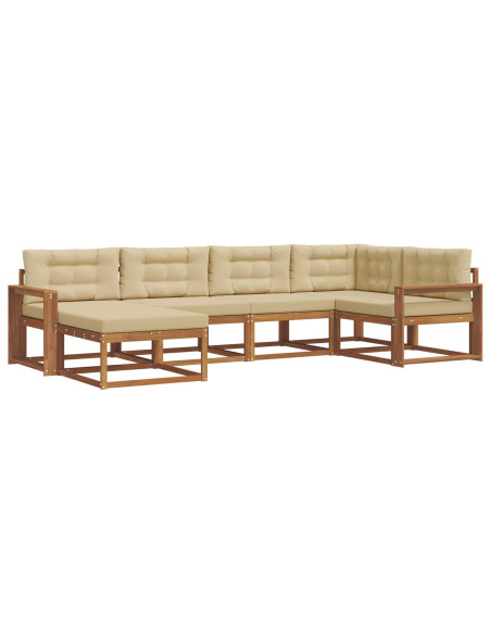 Set di divani da esterno con cuscino 6 pcs Naturale e Beige