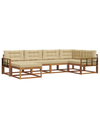Set di divani da esterno con cuscino 6 pcs Naturale e Beige