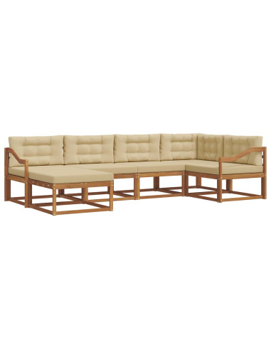 Set di divani da esterno con cuscino 6 pcs Naturale e Beige
