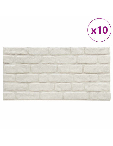 Pannelli da parete 10 pcs Bianco 100 x 50 cm Schiuma EPS
