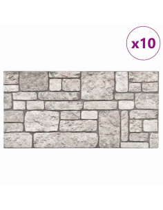 Pannelli da parete 10 pcs Grigio 100 x 50 cm Schiuma EPS 2