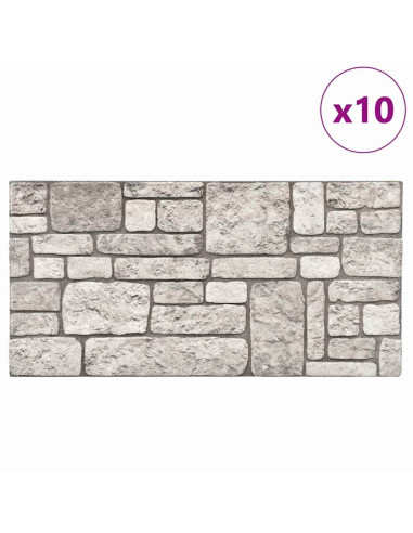 Pannelli da parete 10 pcs Grigio 100 x 50 cm Schiuma EPS