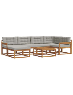 Set di divani da esterno 7 pcs Grigio Naturale e Chiaro 2