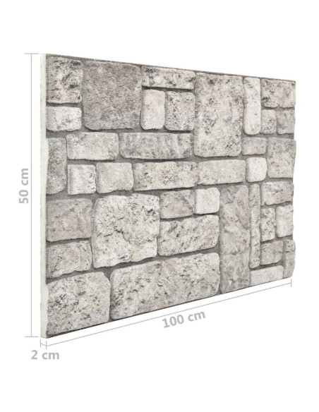 Pannelli da parete 10 pcs Grigio 100 x 50 cm Schiuma EPS
