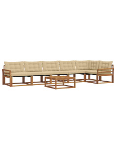 Set di divani da esterno con cuscino 7 pcs Naturale e Beige 2