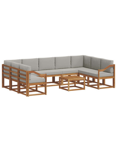 Set di divani con cuscino 10 pcs Grigio Naturale e Chiaro
