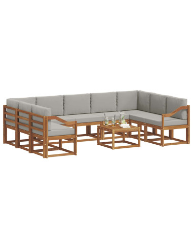 Set di divani con cuscino 10 pcs Grigio Naturale e Chiaro