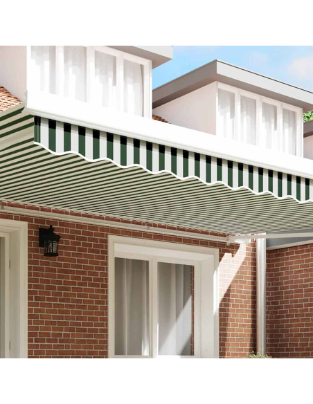 Tenda a Braccio Verde e Bianco 480 x 20 cm Tela