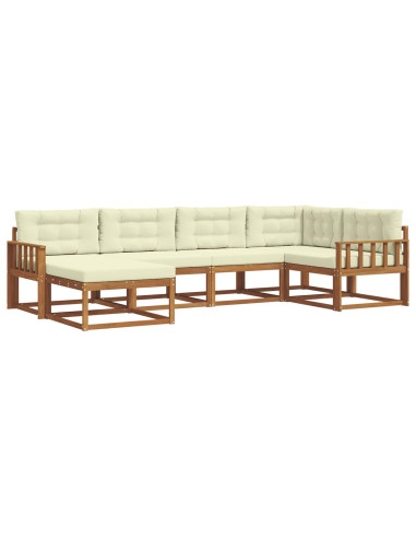 Set di divani da esterno con cuscino 6 pcs Naturale e Crema