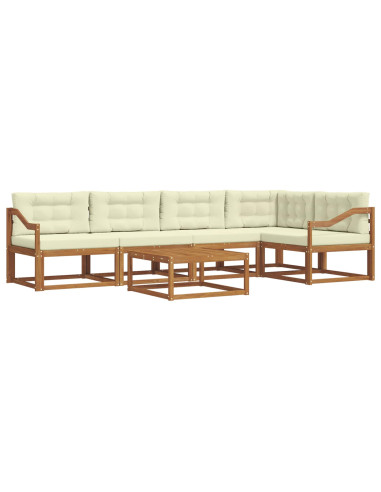 Set di divani da esterno con cuscino 6 pcs Naturale e Crema