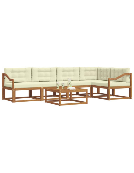 Set di divani da esterno con cuscino 6 pcs Naturale e Crema