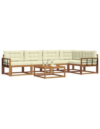 Set di divani da esterno con cuscino 6 pcs Naturale e Crema