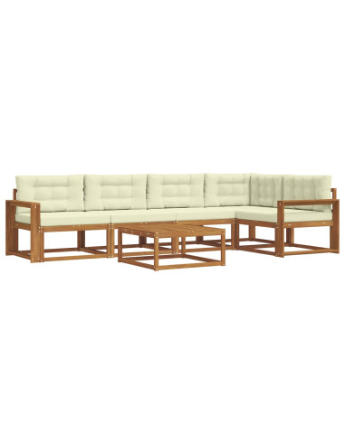 Set di divani da esterno con cuscino 6 pcs Naturale e Crema