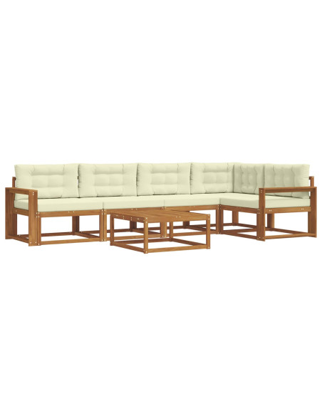 Set di divani da esterno con cuscino 6 pcs Naturale e Crema