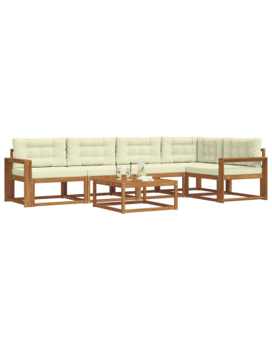 Set di divani da esterno con cuscino 6 pcs Naturale e Crema