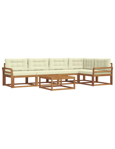 Set di divani da esterno con cuscino 6 pcs Naturale e Crema