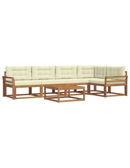 Set di divani da esterno con cuscino 6 pcs Naturale e Crema