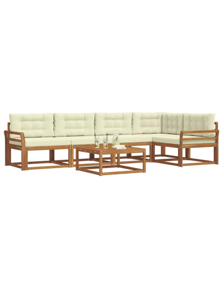 Set di divani da esterno con cuscino 6 pcs Naturale e Crema