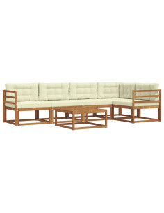 Set di divani da esterno con cuscino 6 pcs Naturale e Crema 2