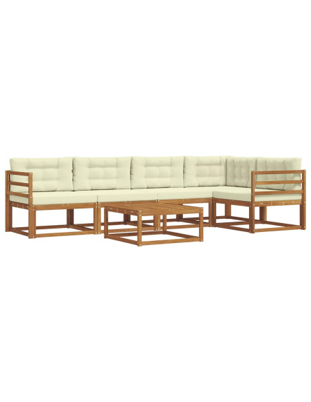 Set di divani da esterno con cuscino 6 pcs Naturale e Crema