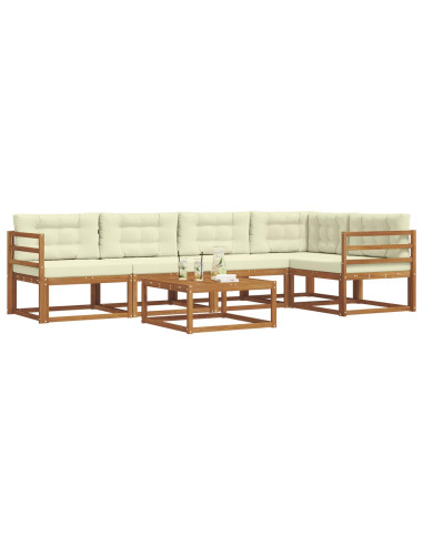 Set di divani da esterno con cuscino 6 pcs Naturale e Crema