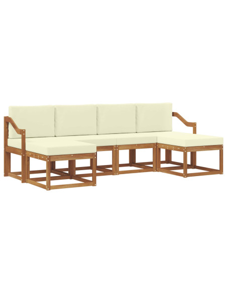Set di divani da esterno con cuscino 6 pcs Naturale e Crema