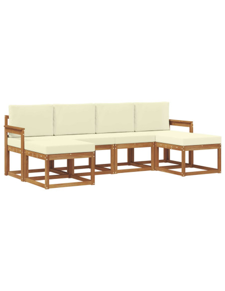 Set di divani da esterno con cuscino 6 pcs Naturale e Crema