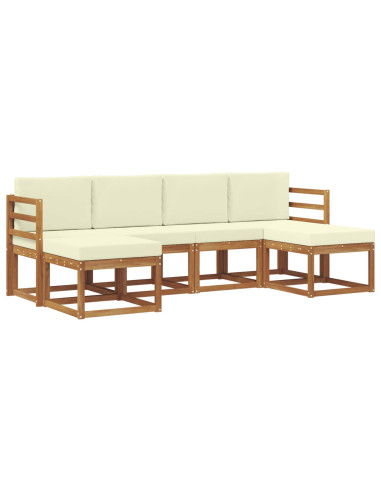 Set di divani da esterno con cuscino 6 pcs Naturale e Crema