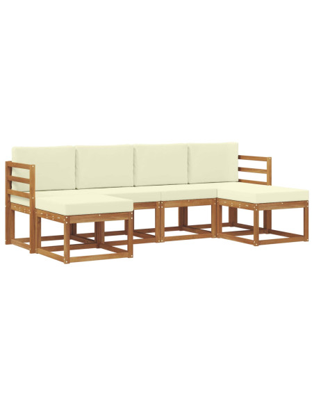 Set di divani da esterno con cuscino 6 pcs Naturale e Crema