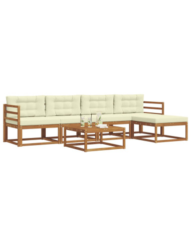 Set di divani da esterno con cuscino 6 pcs Naturale e Crema