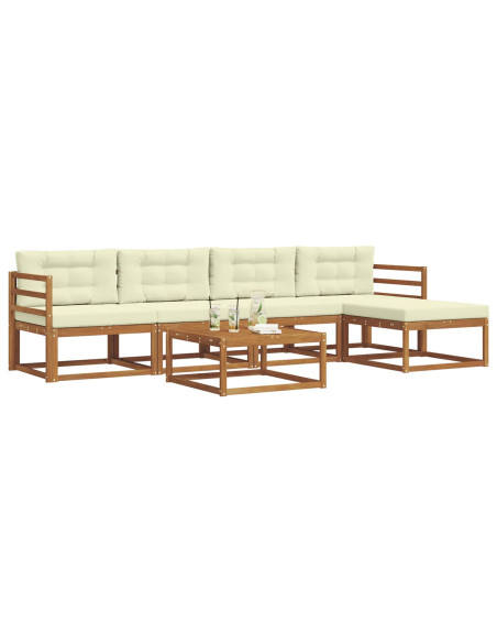Set di divani da esterno con cuscino 6 pcs Naturale e Crema