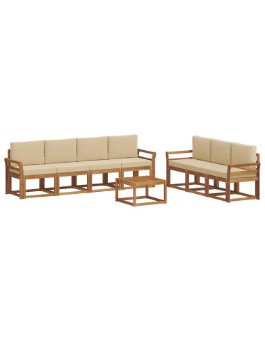 Set di divani da esterno con cuscino 8 pcs Naturale e Beige