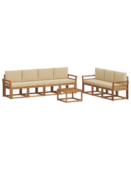 Set di divani da esterno con cuscino 8 pcs Naturale e Beige
