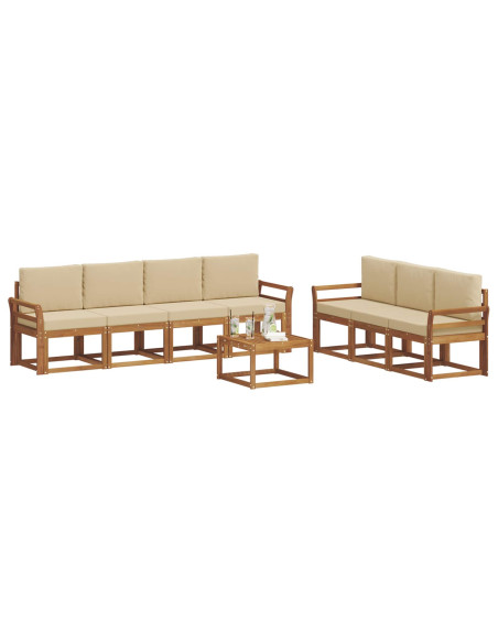 Set di divani da esterno con cuscino 8 pcs Naturale e Beige