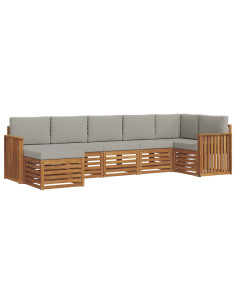 Set divani con cuscino 7 pcs Grigio Naturale e Chiaro 2