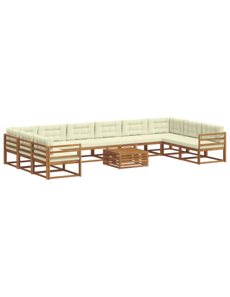 Set di divani da esterno con cuscino 11 pcs Naturale e Crema