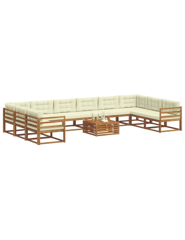 Set di divani da esterno con cuscino 11 pcs Naturale e Crema