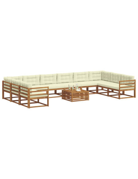 Set di divani da esterno con cuscino 11 pcs Naturale e Crema