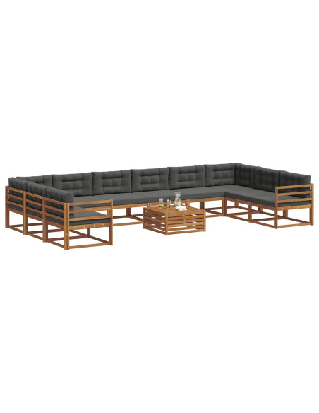 Set di divani da esterno 11 pcs Naturale e Antracite